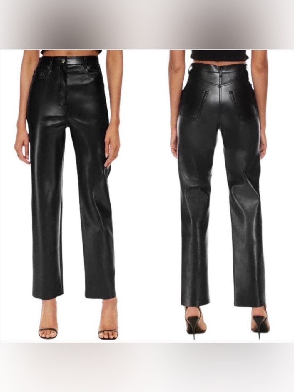 Aritzia Wilfred Black Vegan Leather Straight Leg Pants Size 2
